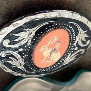 Cowboy Riding Jackrabbit Belt Buckle - Western Silver Metal Buckle - Etsy