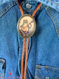 Banjo Frog Bolo Tie - Western Gifts for Her Leather Necktie Accessories Green Necklace Animal Musician Country Music Toad Funny Bola Hat