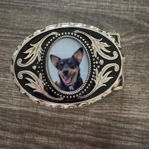 Custom Photo Belt Buckle: Personalized Design, Antique Gold or Silver