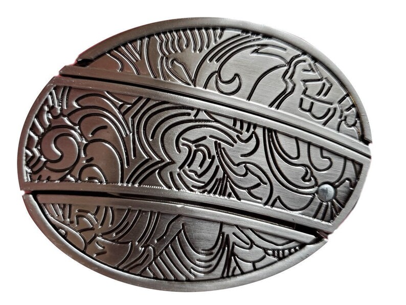 Hidden Knife Belt Buckle Basic Oval Western Cowboy Etsy