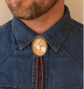 Cowboy Riding Jackrabbit Bolo Tie Handmade Leather Western Necktie