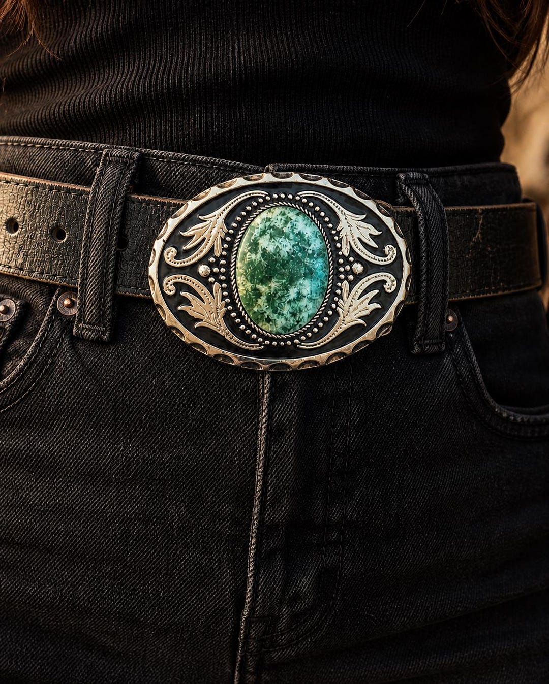 Silver and Green  AGATE Stone Belt Buckle WESTERN LOOK Green Agate Western Belt Buckle - Etsy main image 3