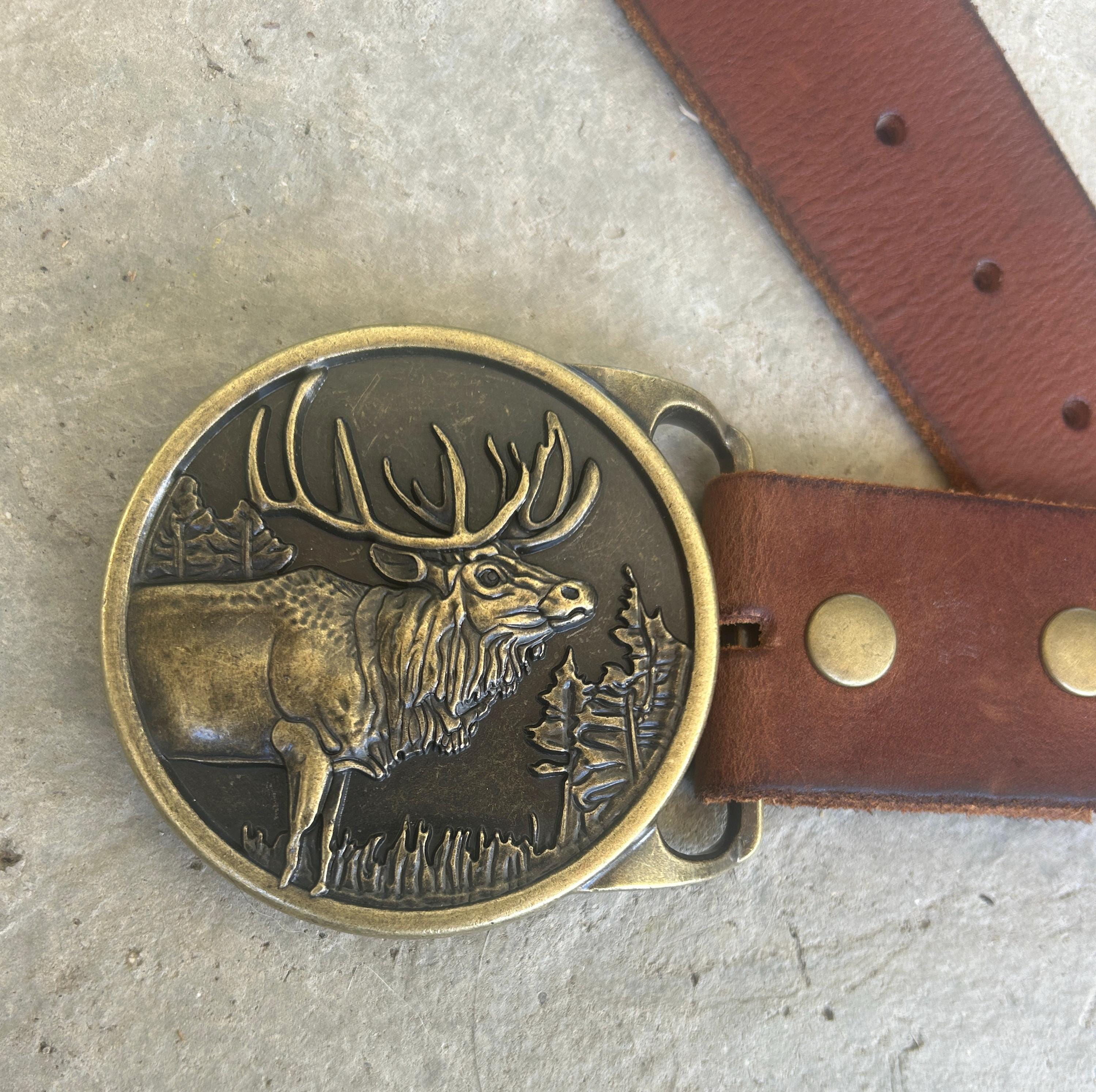 Vintage Revcor Elk buckle tan suede leather belt RRLSS23009-A_1200x1200.  main image 2