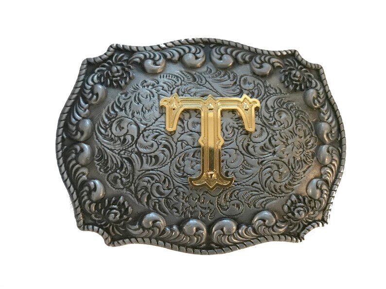 Vintage T Letter Belt Buckle Western 