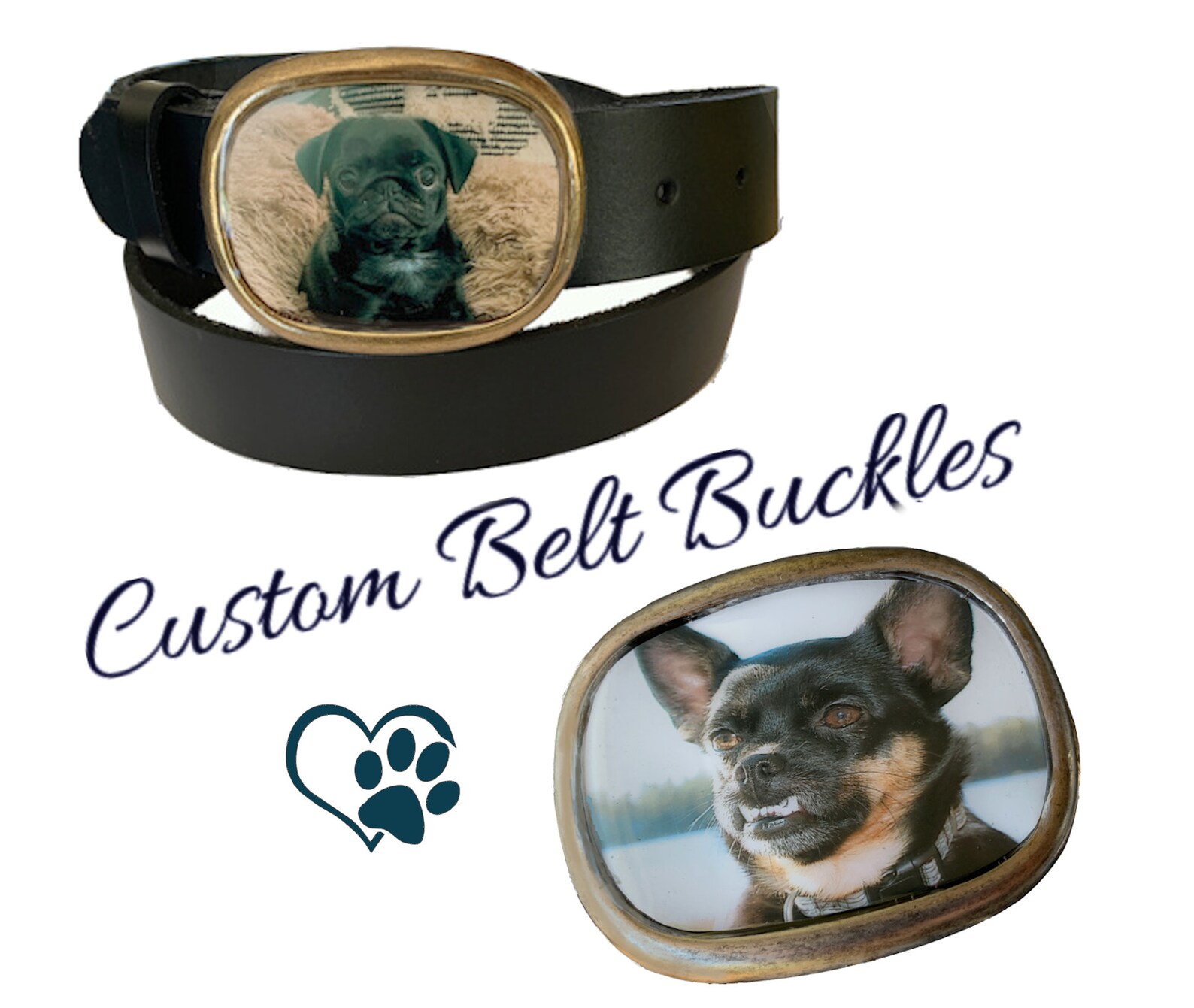 CUSTOM Made Personalized Pet Belt Buckle Portrait Photo Etsy
