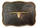 Longhorn Copper Steer Skull Belt Buckle - Cow Steer Bull - Cowboy Trophy - Engraved - Horn - Desert Southwestern - Men's - Head 