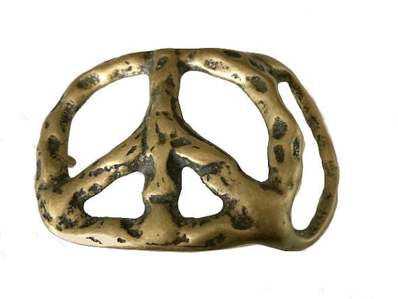Vintage Peace Sign Belt Buckle Symbol 