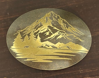 Berg-Gürtelschnalle – handgefertigt mit Lasergravur – Western-Stil, schöne Messingschnalle, Geschenke für ihn, Natur, Camping, Colorado-Kiefernbaum-Liebhaber