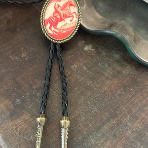 Vintage Cowboy Bolo Tie Gifts for Him Cabochon Indian Leather Cowboy Necktie Accessories Mens Necklace Bola Leather Bronco Rodeo Horse image 4