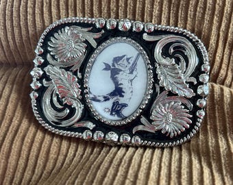 Vintage Tony Lama Western Belt: Silver Buckle, Embroidered  display picture 3