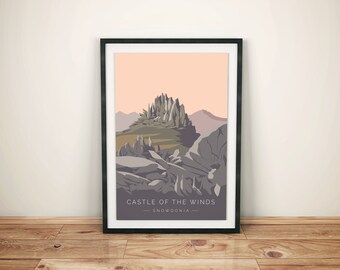 Snowdonia Mountain Print. Castle of the Winds, Glyders print. N.Wales. Mountain Print. Travel Print. Landscape Print. Souvenir. Gift.