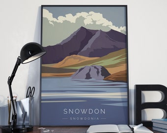Snowdon Print. Snowdonia. North Wales. Mountain Print. Mountain Poster. Wall Art. Wall Decor. Travel Print. Landscape Print. Souvenir.