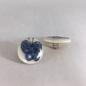 HAND PAINTED BUTTERFLY ceramic button    D7