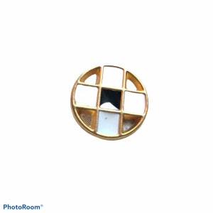 BLACK & WHITE CHECKERBOARD Enamel Gold Buttons    A24