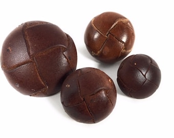 CHOCOLATE BRAIDED DOME Leather Buttons    E2   6-3