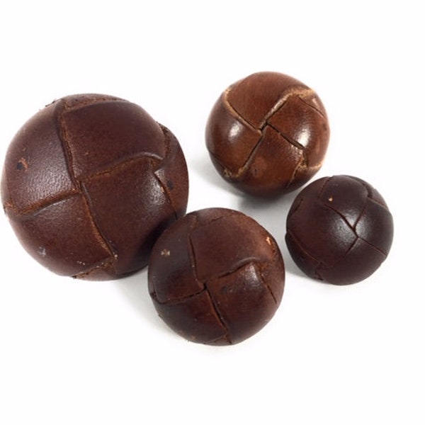 CHOCOLATE BRAIDED DOME Leather Buttons    E2   6-3
