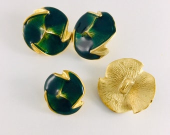 GREEN ENAMEL PANSY Botones C5