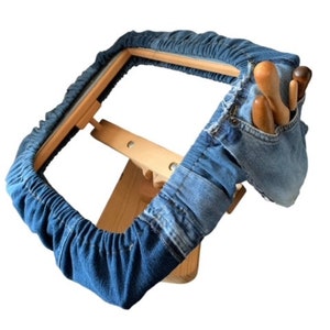 RUG HOOKING FRAME Cover Denim Punch Needle Frame Cover Cozy Frame Cover Punch Needle Rug Hooking Patchwork Denim Recycled