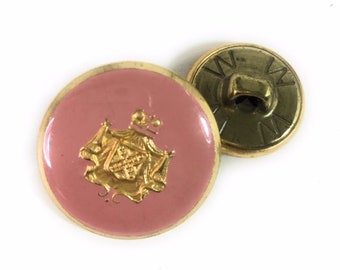 Botones con escudo de esmalte rosa para vestido y blusa, botones de esmalte A 19