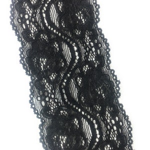 SCHWARZE STRETCH ROSEN wellenförmig 1cm breit S1