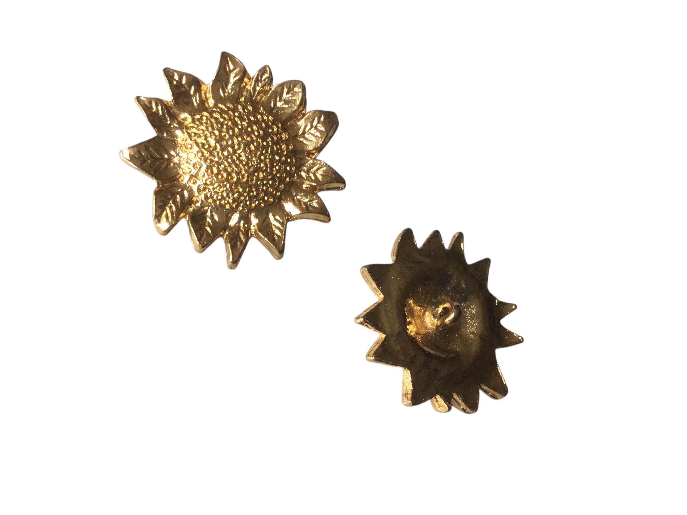 Bouton De Col Vintage Danté - Pierre De Soleil Et Métal Doré - Très Bon état - RARE