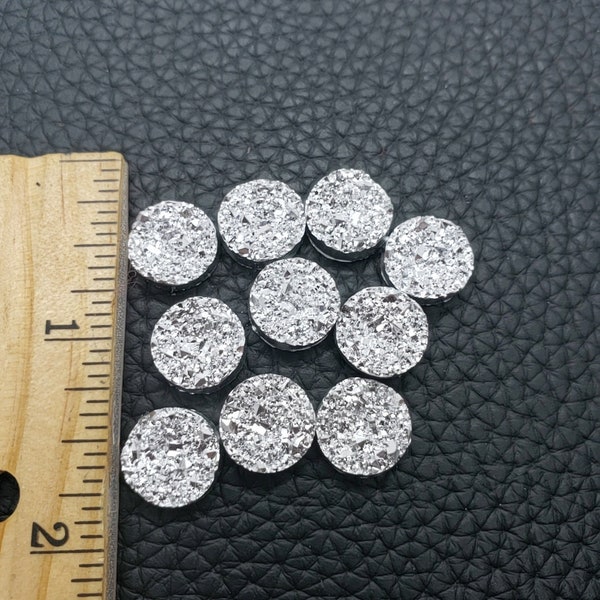 12mm Bright Silver Fauz Druzy Cabochons