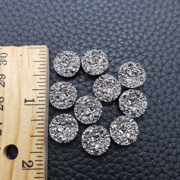 12mm Dark Silver Faux Druzy Cabochons