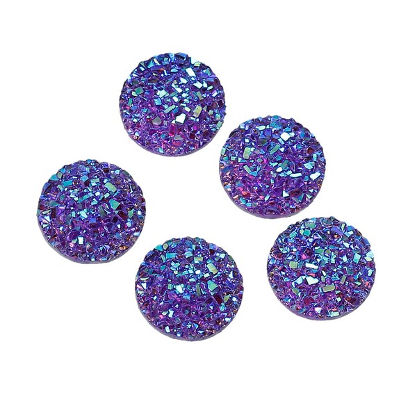 12mm Purple AB Faux Druzy Cabochons