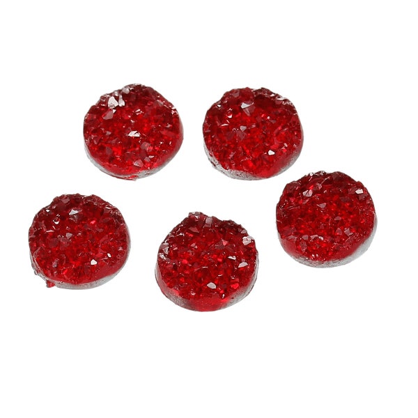 12mm Cherry Red Faux Druzy Cabochons