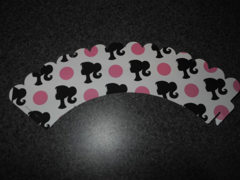 Barbie Cupcake Wrappers Set of 12 Pink Chevron Polka Dot Etsy