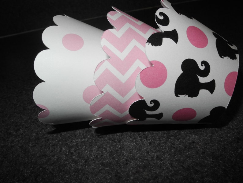 Barbie Cupcake Wrappers Set of 12 Pink Chevron Polka Dot Etsy