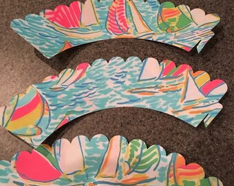 Lilly Inspired Cupcake Wrappers 12 wrappers per set