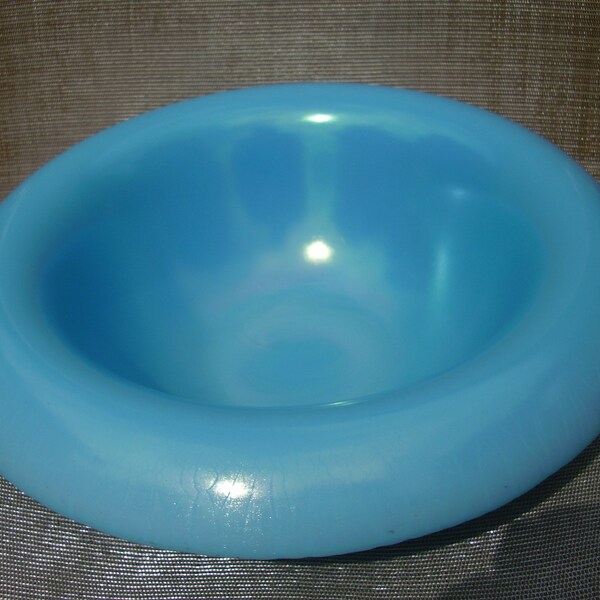 Northwood Stretch Glass Iridescent Jade Blue 11 in. Rolled Edge Bowl