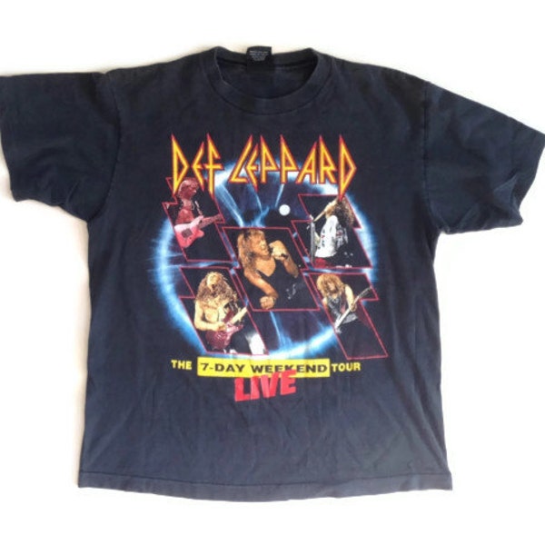 ON SALE - Def Leppard 1992 Concert Tour Shirt - 7 Day Weekend T-Shirt - Quirky Gift - Gift for Him - 90s Band Shirt