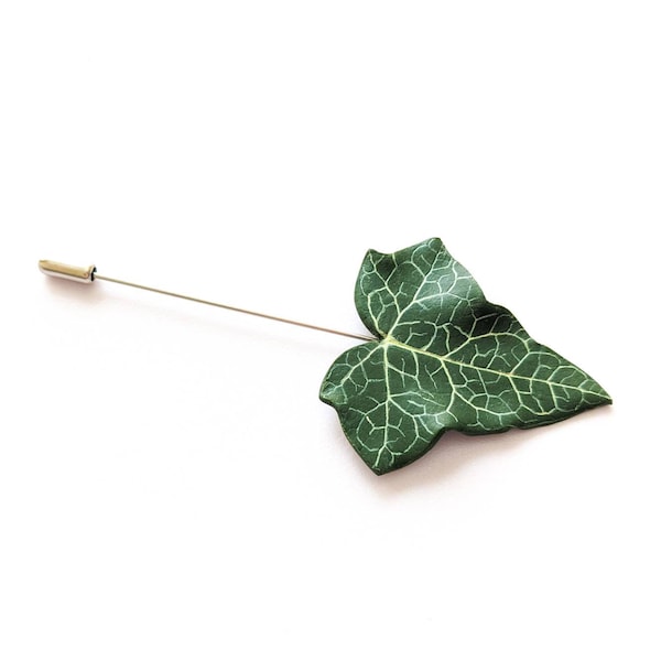 Statement Poison Ivy Leaf Brooch | Green and Silver Ivy Needle | Ivy Leaf Lapel Pin