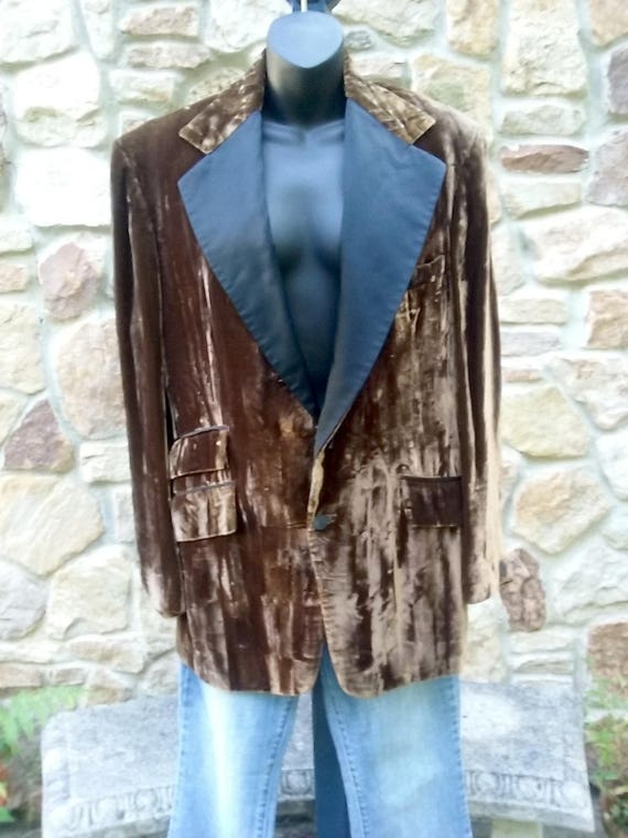 1970s vintage tuxedo jacket, mens, 40R, brown, cr