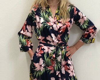 New Tropical Floral Ruffle Robes