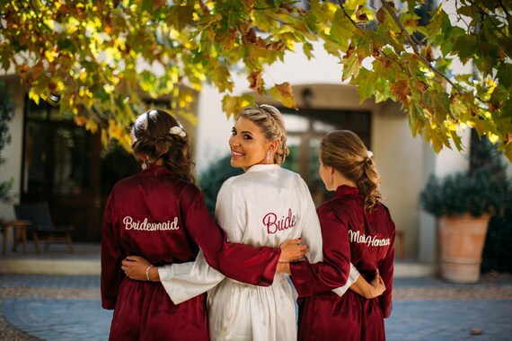 burgundy bridal robes