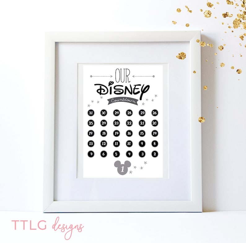 Printable Disney countdown calendar sheet Mickey Mouse silver glitter Disneyland Disneyworld photograph regarding Disney Countdown Calendar Printable named Printable Disney countdown calendar sheet Mickey Mouse silver glitter Disneyland Disneyworld