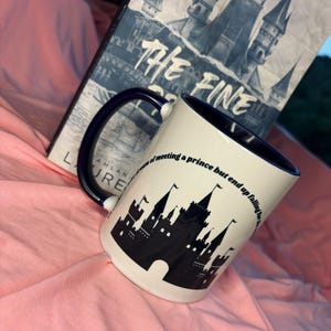 The Fine Print Book Dedication 11oz Mug, Navy inner and handle | Dreamland Billionaires Lauren Asher