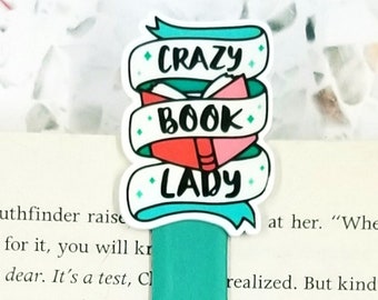 crazy book lady magnetic bookmark for readers, book lover gift for women, booktok merch, bookish bookmarks for Mom, bookworm gifts, best