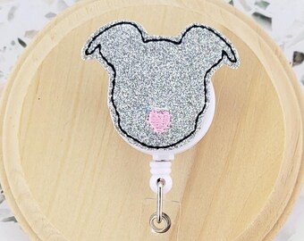 pit bull badge reel for veterinarian, vet tech gifts for women, pitbull mom gifts, vet med badge clip retractable, veterinary dentistry