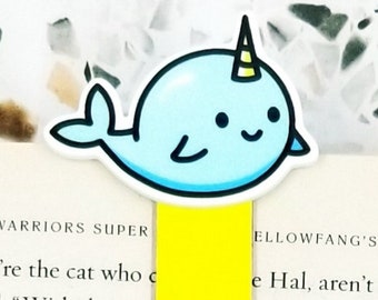 narwhal unicorn of the sea cute magnetic bookmark kawaii bookmarks for girls, narwhal gift, Easter basket stuffers for kids, best gifts for