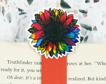 leopard print cute magnetic bookmarks for women, rainbow sunflower bookmarks for teacher, sunflower gifts for friends, teacher appreciation