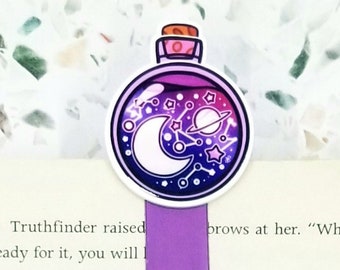 potion bottle magnetic bookmark for readers, witchy gifts for her, outer space galaxy bookmark for best friend, book gifts for women, best