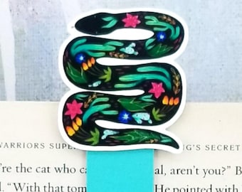 Marcapáginas de serpiente de arte popular para mujeres, sujetapáginas de serpiente floral, lindo marcapáginas de Halloween para adultos, regalos de serpientes para amantes de las serpientes, lectura