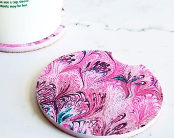 Sottobicchieri per auto boho per donne, set da 2, decorazioni per auto femminili, accessori per auto rosa per ragazze, regalo per neo-guidatrice per la sorella, regali per neo-auto per la mamma