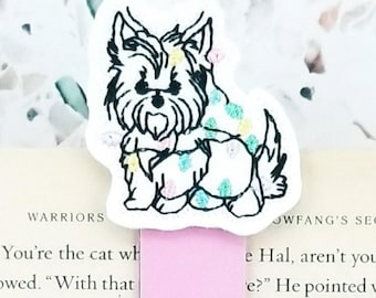 Marcapáginas de Yorkshire Terrier para amantes de los perros, regalos de Navidad de Yorkshire Terrier para amantes de los libros, pequeños obsequios para técnicos veterinarios, marcapáginas navideño magnético