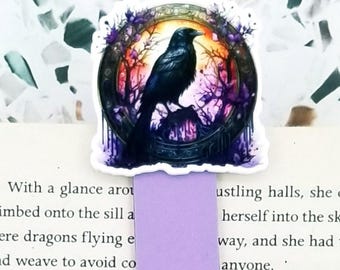 Segnalibro con corvo per gli amanti degli uccelli, segnalibro magnetico da strega per lei, merchandising a tema libri, regali unici per gli amanti dei libri, regali da strega in stile crowcore per la lettura
