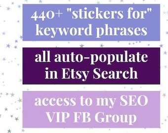 Stickers keyword research, Etsy bestie keyword list, Etsy SEO help, Etsy keywords, Etsy coaching, Etsy shop help, how to sell on Etsy 2023
